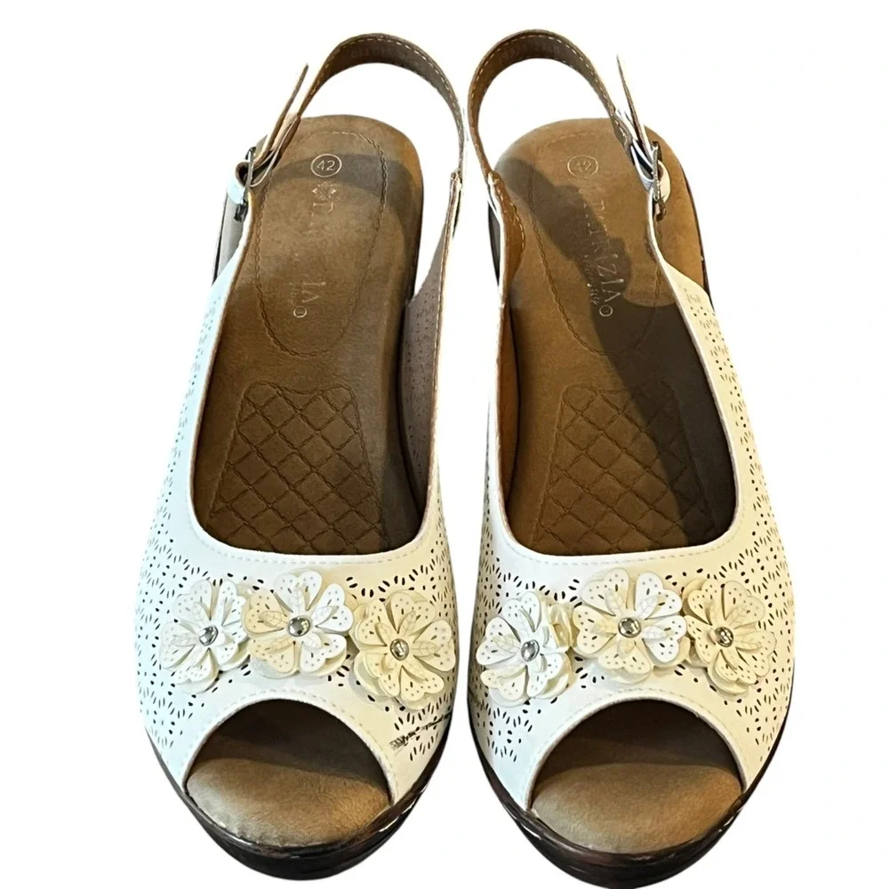 Patrizia By Spring Step Deedee Slingback Sandals Womens 42 White Perforated - Picture 7 of 11
